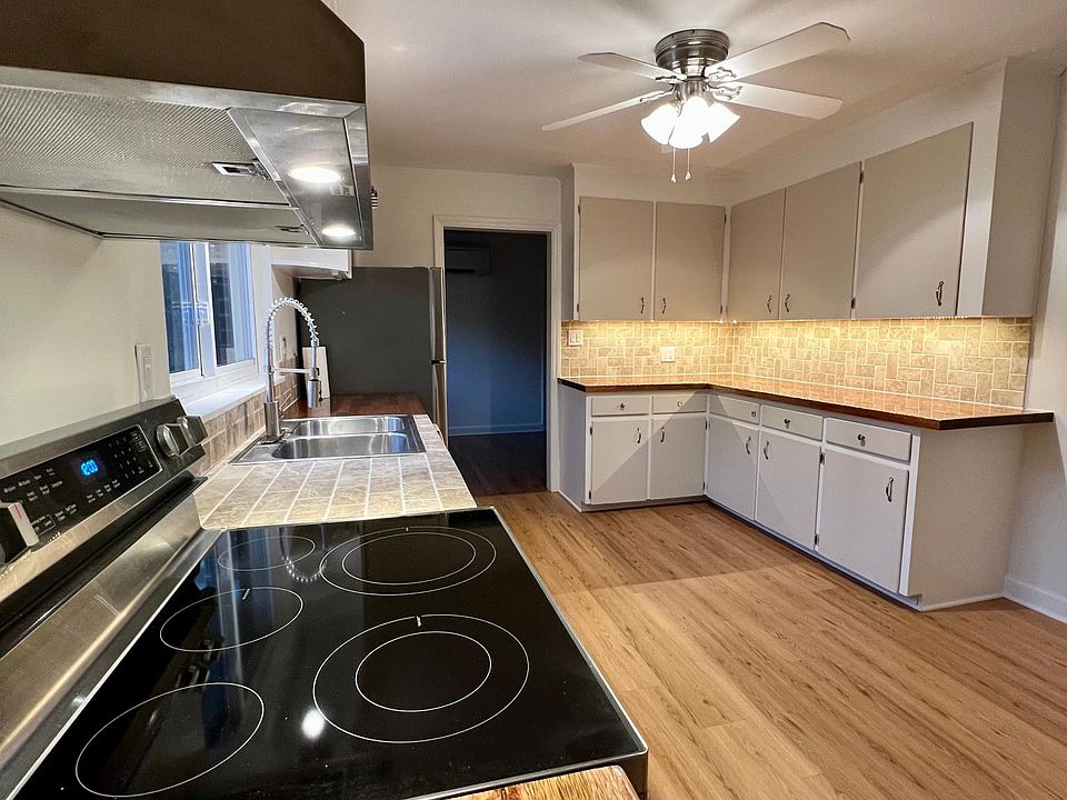 Kitchen from back door toward dining room