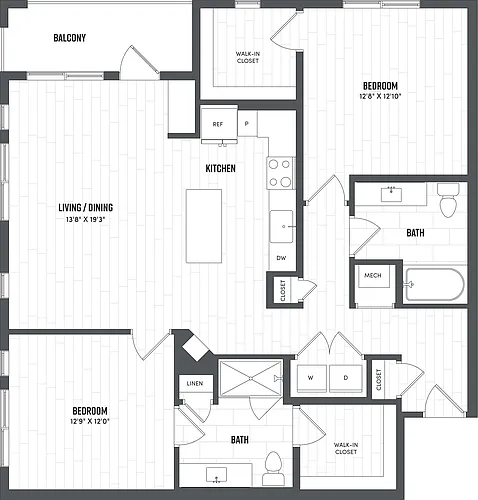 Floor plan 2 Bed/2 Bath-B4