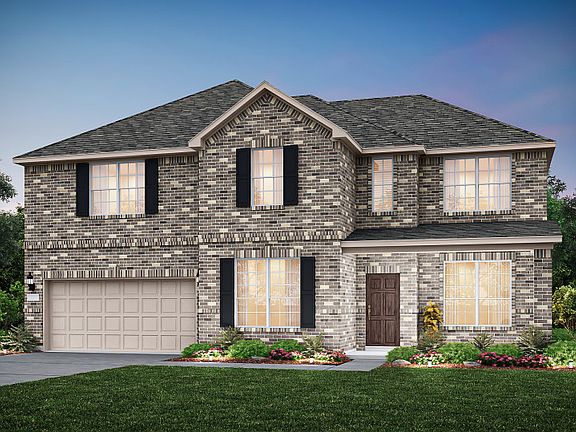 The Oak Grove, a two-story home with 2-car garage, shown as Home Exterior A