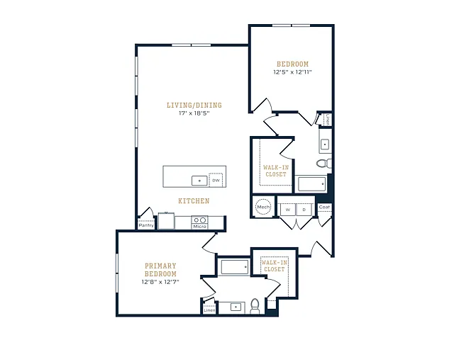 Floor plan 2 Bed, 2 Bath B