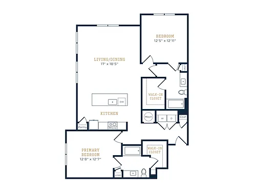 Floor plan 2 Bed, 2 Bath B
