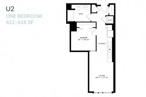 Floor plan Junior One Bedroom U2
