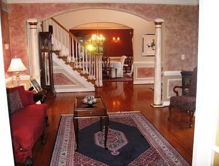 Living room, hall, and dining room