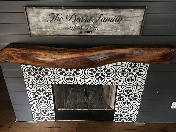 Black Walnut Beam/Tiled Fire