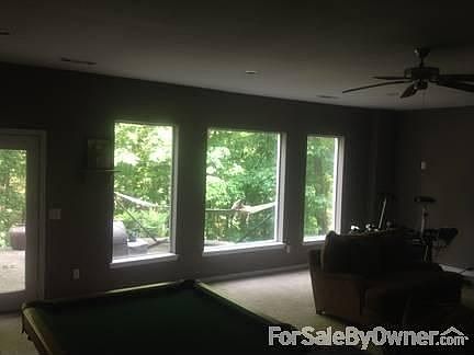 Picture windows in basement living area