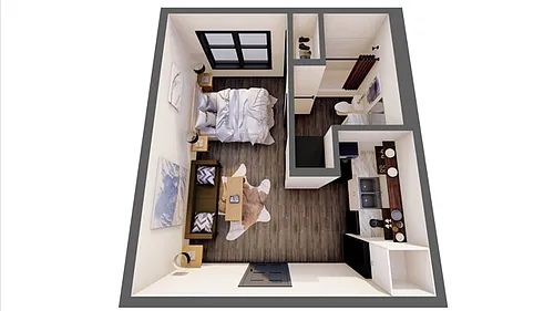 Floor plan Furnished Studio. Ground Floor