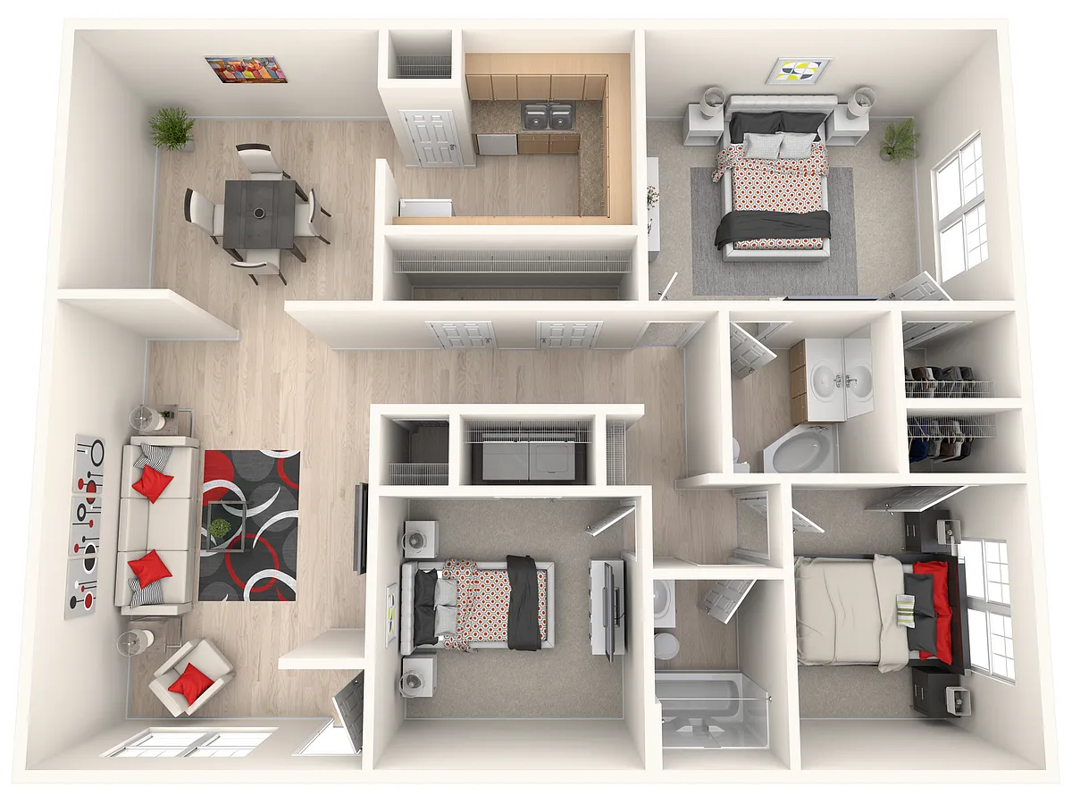 Floor plan 3 Bed, 2 Bath