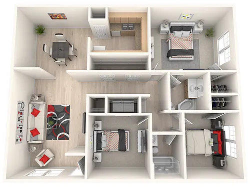 Floor plan 3 Bed, 2 Bath