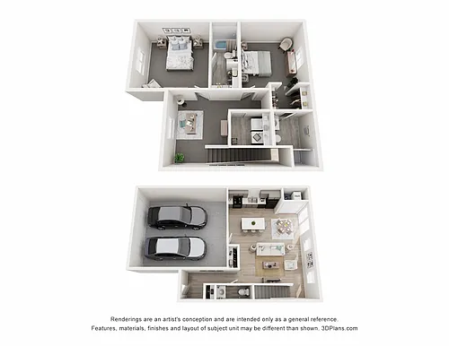 Floor plan Fairfax 2 Bedroom 2.5 Bathroom