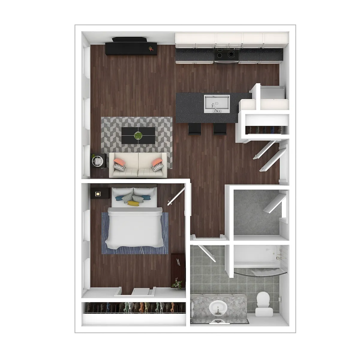 Floor plan 1 Bed 1 Bath A