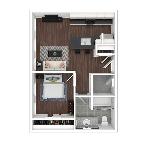 Floor plan 1 Bed 1 Bath A