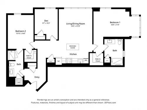 Floor plan D02A - 3 Bedroom
