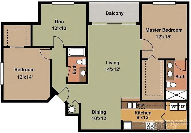 Floor plan 3 Beds 2 Baths