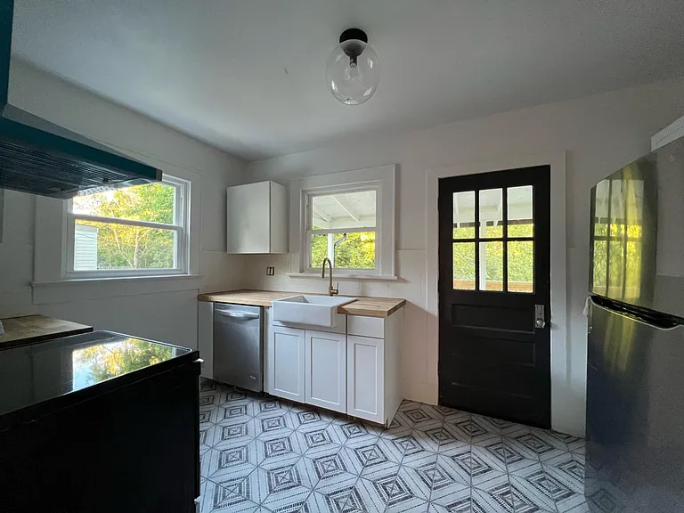 New appliances, cabinets, and tile.