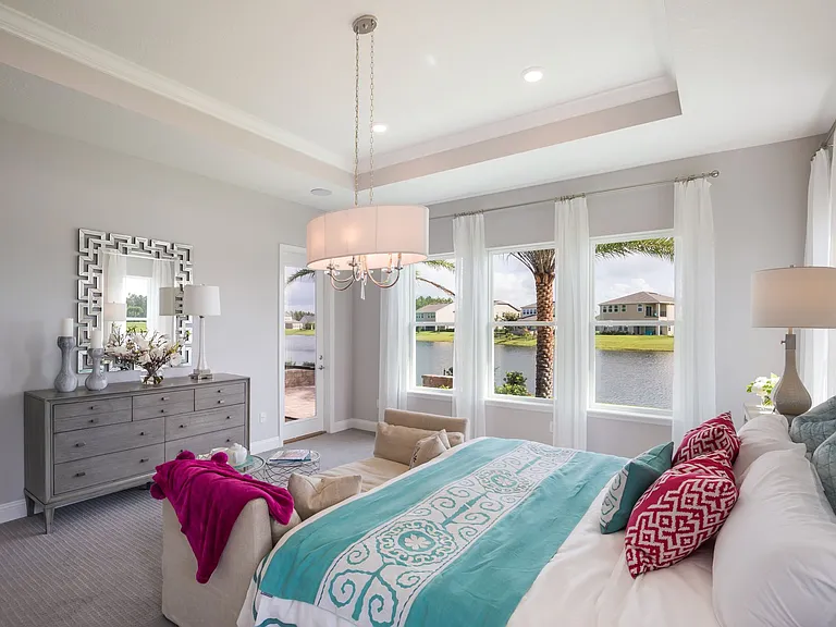 model pic of 1st floor master bedroom, woods facing not the water view