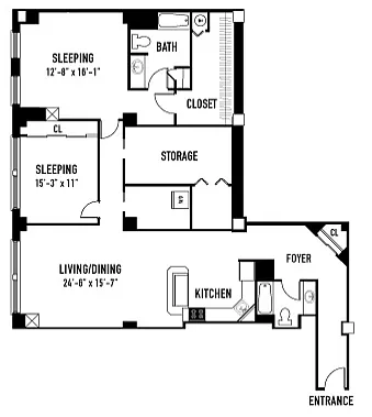 Floor plan 2 Bedroom M1