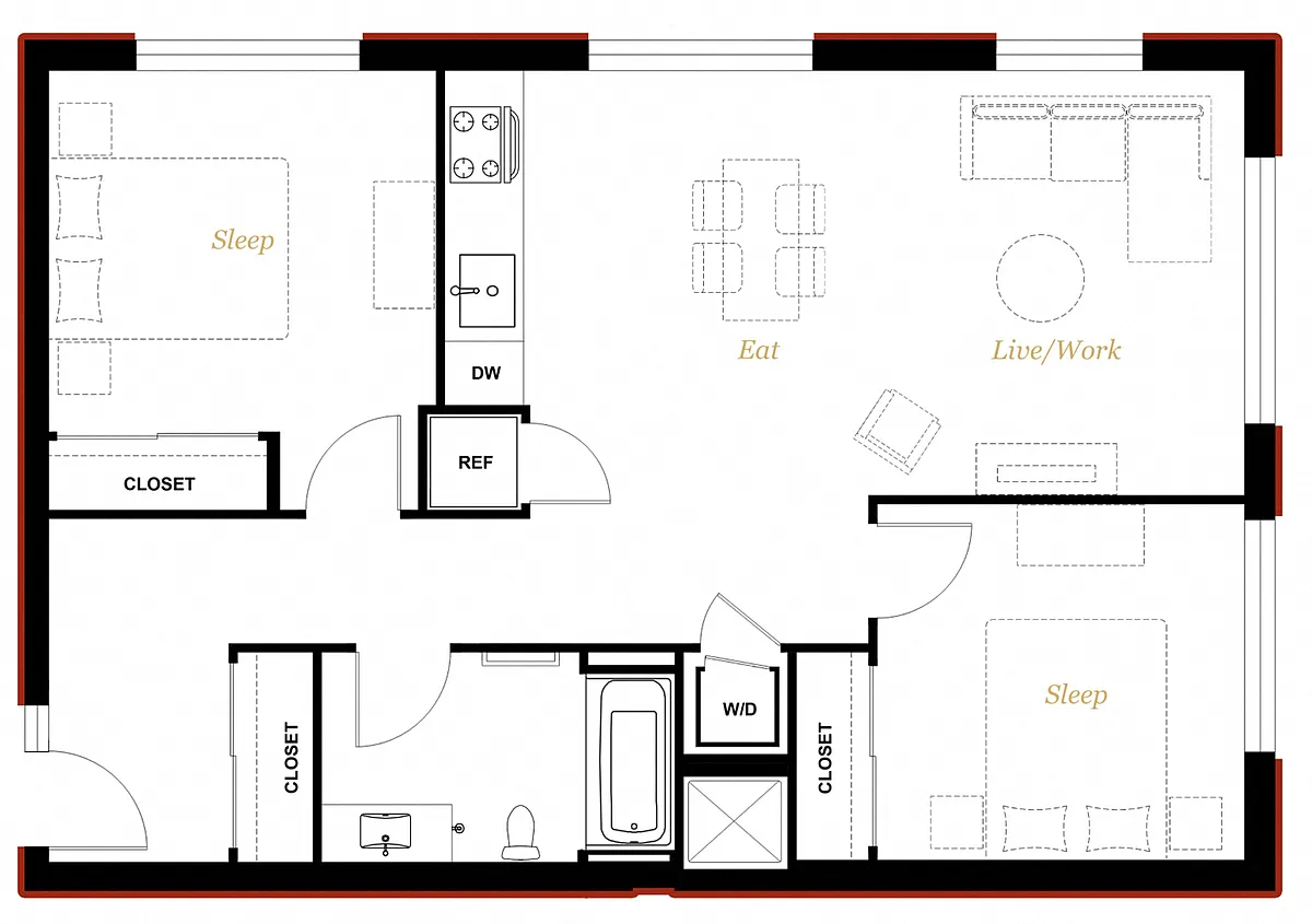 Floor plan 2 Bedroom B