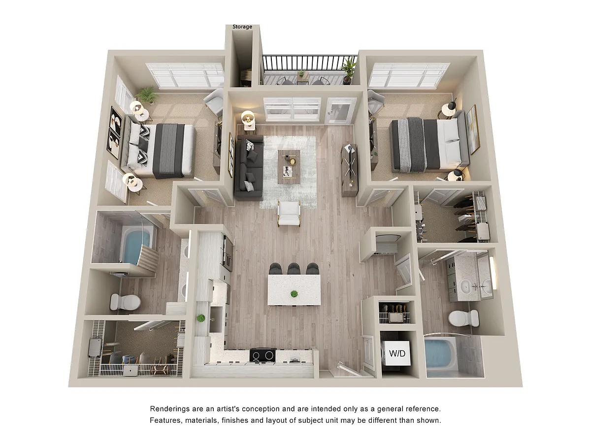 Floor plan 2BD, 2BTH B3