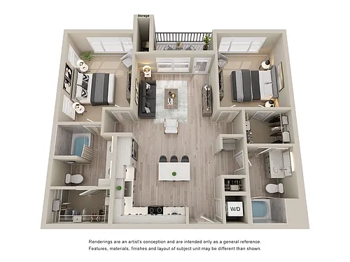 Floor plan 2BD, 2BTH B3