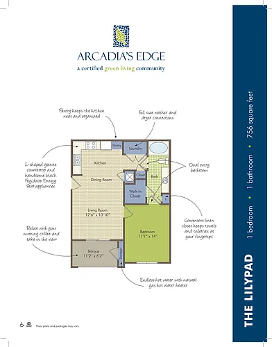 Floor plan A1 LilyPad Garden - 1 Bedroom, 1 Bathroom