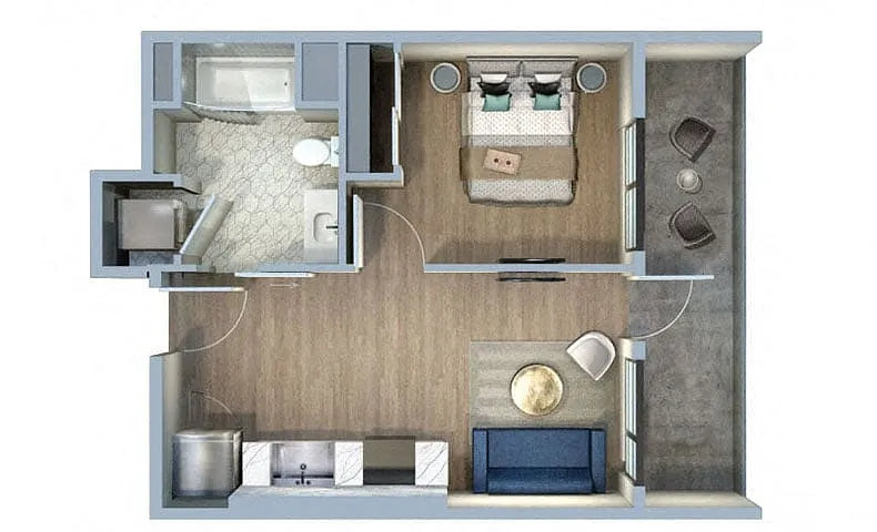 Floor plan 1 Bed/1 Bath-1C/1D/1E