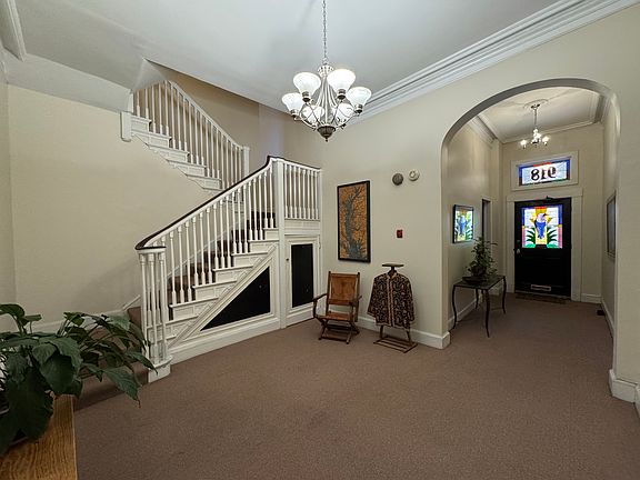 Inside, secured lobby