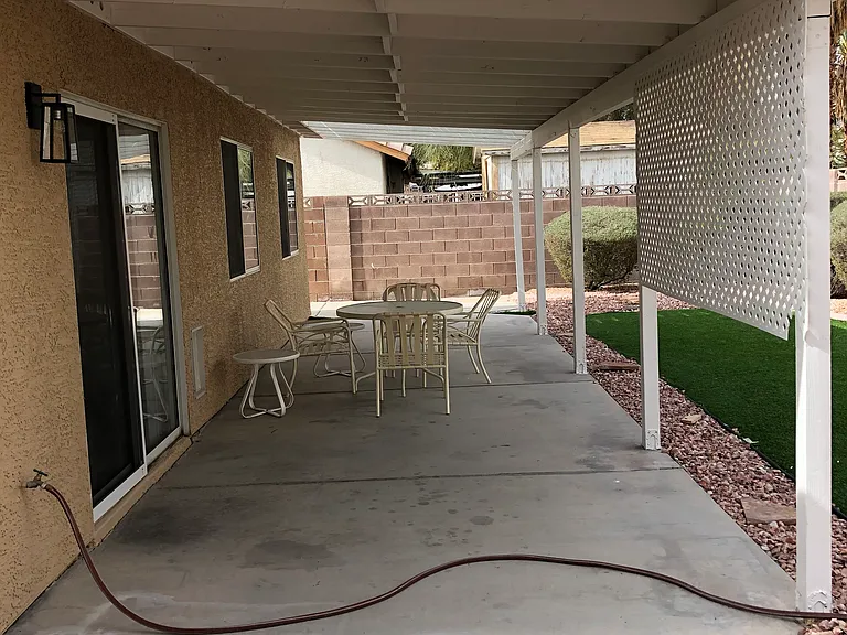 Backyard with covered patio