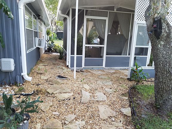 walkway to hot tub room