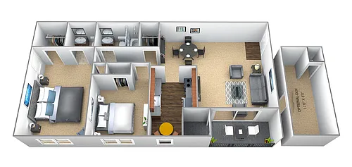 Floor plan 2 Bedroom 1.5 Bath