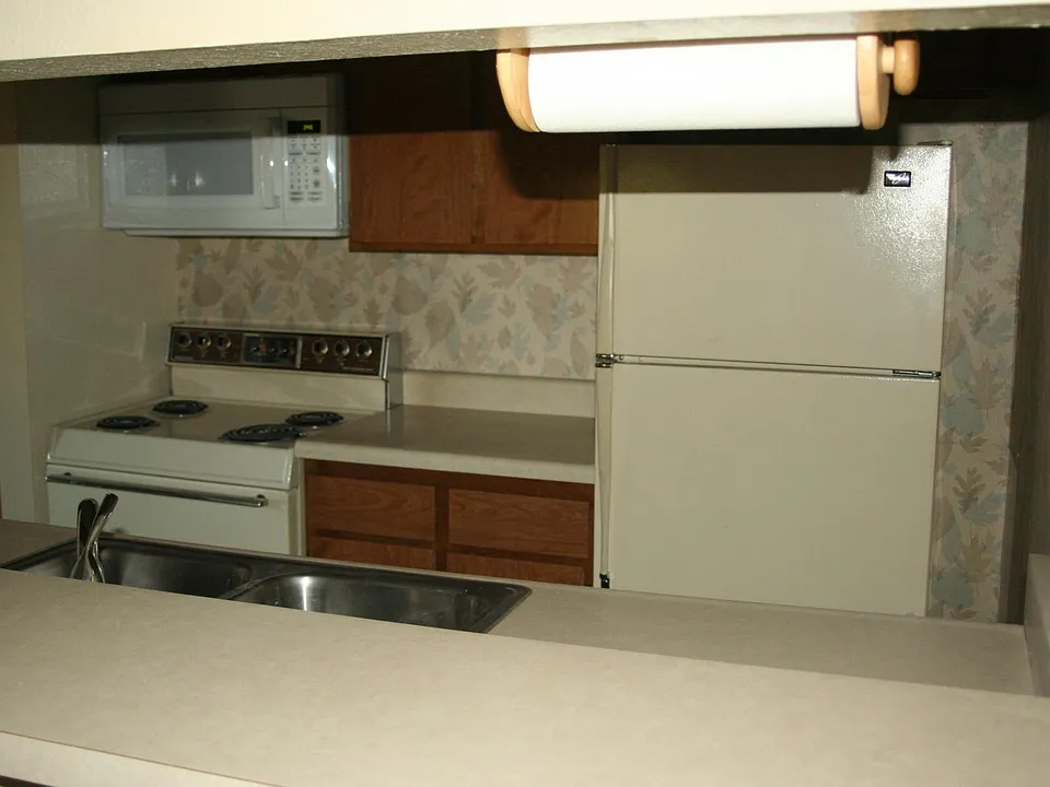 Kitchen appliances with Dishwasher and Garbage disposable.