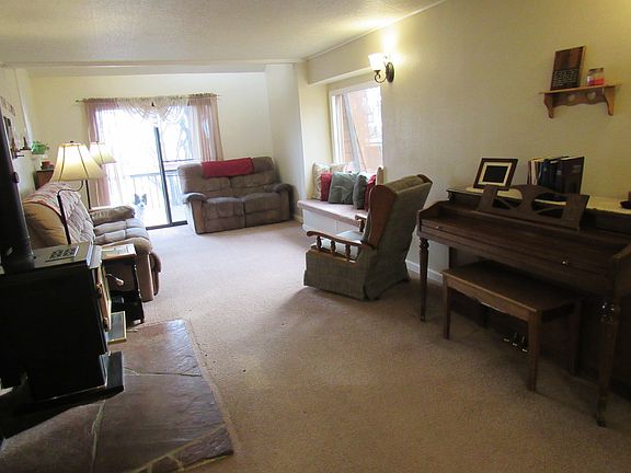 Living room with wood stove