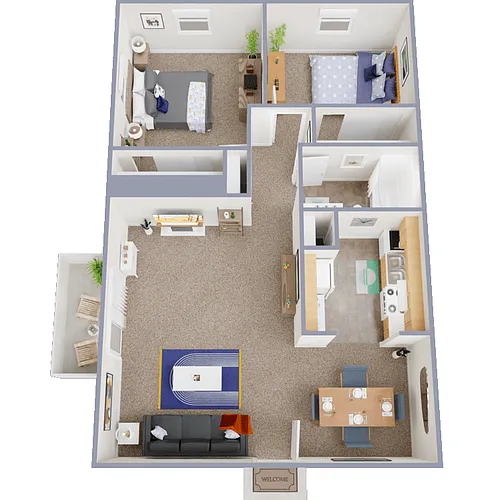 Floor plan 2 Bed 1 Bath