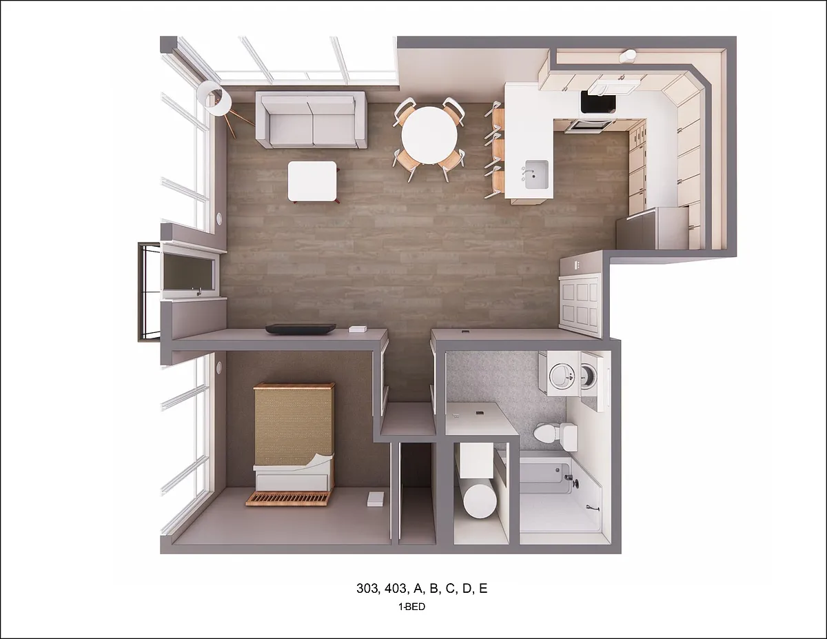 Floor plan 303 403 A B C E
