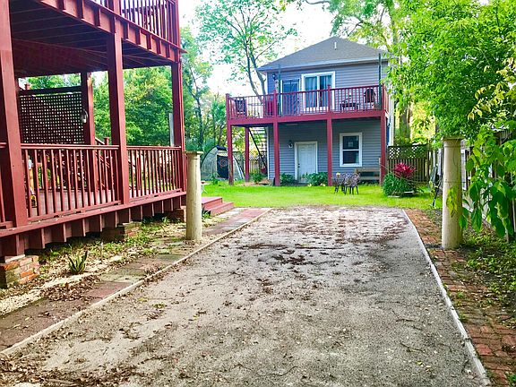 bocce court looking at the carriage house