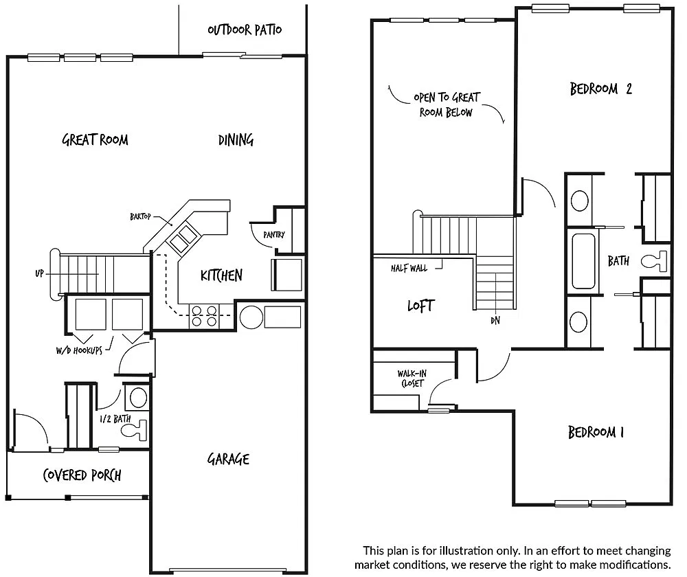 Floor plan 2 Bedroom 2 and a half Bath Upgrade