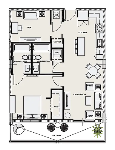Floor plan AB1 + Den