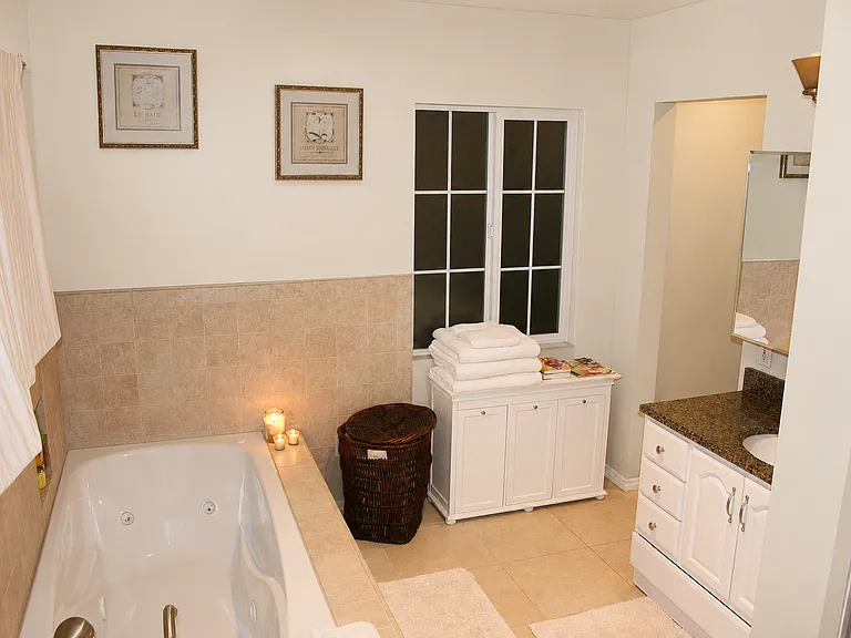 Master bathroom with jacuzzi tub.