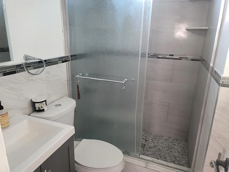 modern bathroom with large stand-up shower