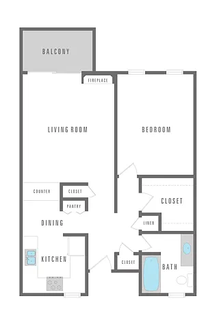Floor plan 1 Bedroom 1 Bath