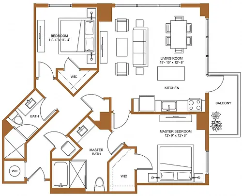 Floor plan 2 Bed/2 Bath-B6