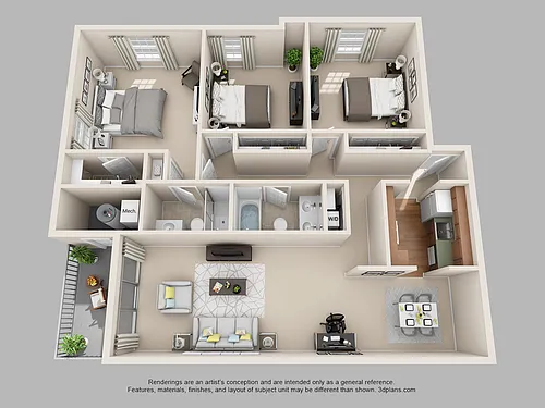 Floor plan 3-Bedroom 2-Bathroom