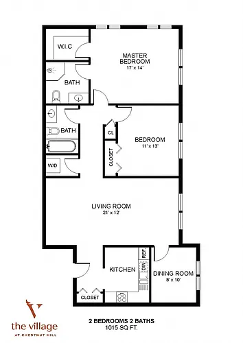 Floor plan Village at Chestnut Hill-2 Bdrm 1015 Sqf