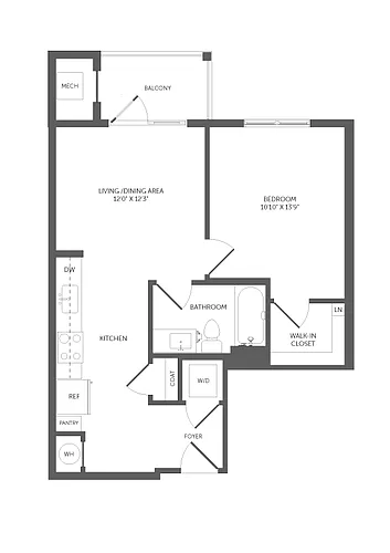 Floor plan 1 Bed/1 Bath-A1