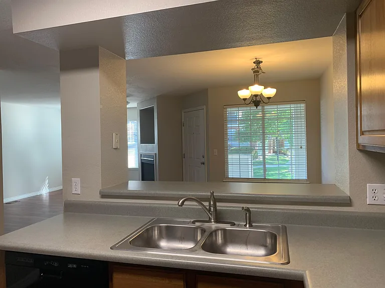 View from kitchen into dining area