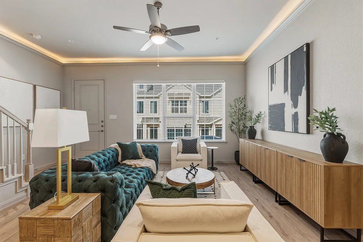 Living Room with Crown Molding (Plan 2191) - West End Estates
