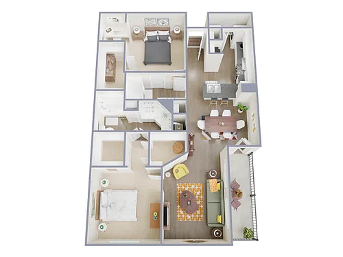 Floor plan 2 Bed, 2 Bath B (80% Income Restricted)