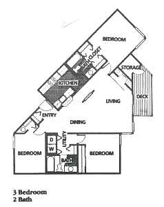 Floor plan 3 Bed 2 Bath B