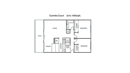 Floor plan 2 Bed 1 Bath