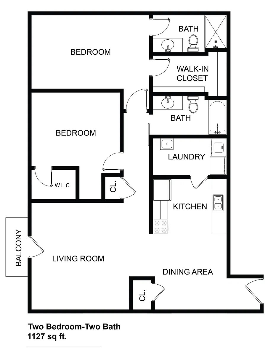 Floor plan 2 Bed 2.0 Bath