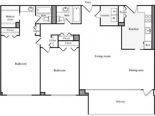 Floor plan 2 Bedroom, 2 Bath 1311 SF 22f